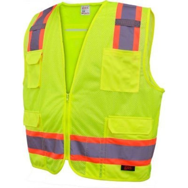 GSS Safety 1503 Premium Class 2 Fall Protection Mesh 6 Pockets Safety Vest, Lime, 3XL, Gss Safety, Mfr#: 1503-3XL